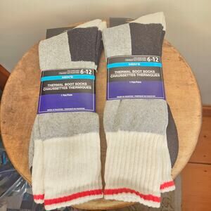 New! 2 Pair Greenbrier Men's Thermal Boot Socks, Gray, Sz 6-12